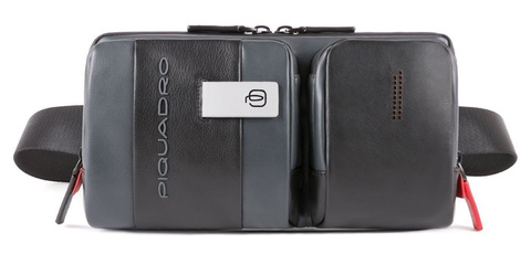 Сумка на пояс мужская Piquadro Urban, серый/черный, кожа натуральная (CA4975UB00/GRN)