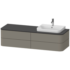 Duravit Happy D.2 Plus HP031HR8080 Столешница 16x1300x550мм для тумбы #HP4934, HP4944, HP4954, HP4963, HP4973 с вырезом под 1 раковину DX, цвет: graphite supermat фото