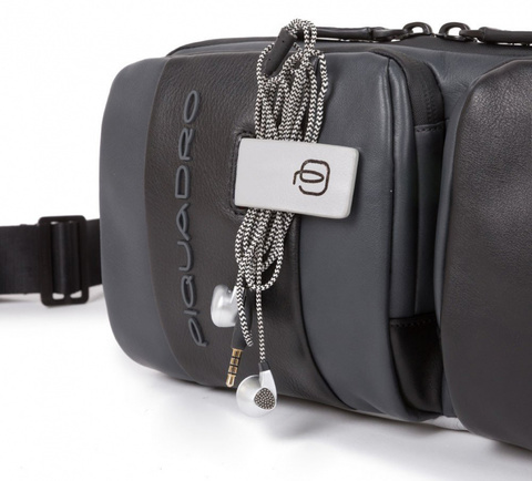 Сумка на пояс мужская Piquadro Urban, серый/черный, кожа натуральная (CA4975UB00/GRN)