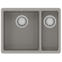 Lemark 9910081 Кухонная мойка Lemark SINARA 550.2-U подстольного монтажа с доп.чашей из кварцгранита цвет: Грей фото