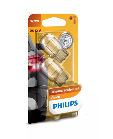 12065B2 Лампа накаливания W21W Philips Standard Vision - (блистер 2шт.)