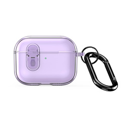 Чехол фиолетовый прозрачный для наушников AirPods Pro 3, серия PECL Series от Dux Ducis, в комплекте с карабином