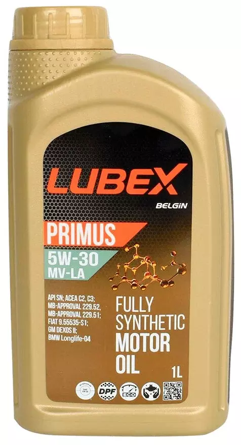 Моторное масло LUBEX PRIMUS MV-LA 5W-30 синтетическое 1л