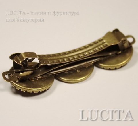 Основа для заколки - автомат 59х19 мм с тройным сеттингом 15,5-16 мм (цвет - античная бронза) ()