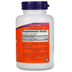 Now Foods, Apple Cider Vinegar, 450 мг, 180 капсул