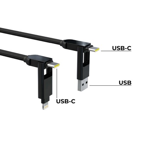 Зарядный кабель 6-в-1 Rolling Square inCharge XL, Urban Black (3 м) до 100Вт