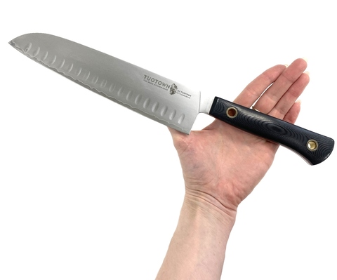 Кухонный нож Сантоку TuoTown XiuCai 23,5 см, Laminated VG10+Aus8, рук-ть G10, арт.129008