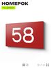 Табличка с номером 58 на дверь квартиры, для офиса, кабинета, аудитории, склада, красная 120х70 мм, Айдентика Технолоджи