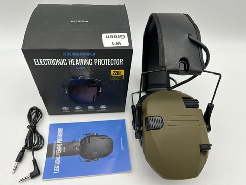Тактические складные активные наушники для стрельбы “ELECTRONIC HEARING PROTECTOR / SERIES W1 GREEN”