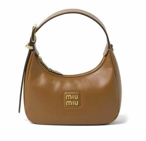 Кожаная сумка-хобо Miu Miu коричневый