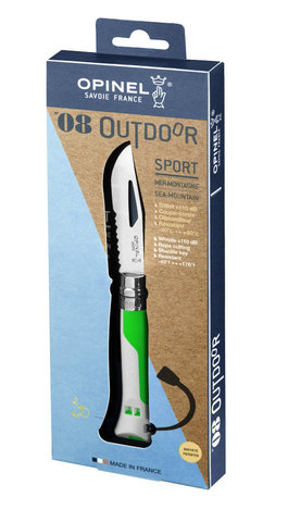 Складной туристический нож Opinel №8 Fluo Green, нержавеющая сталь, зеленый