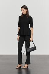 Massimo Dutti Трикотажный топ с баской, черный