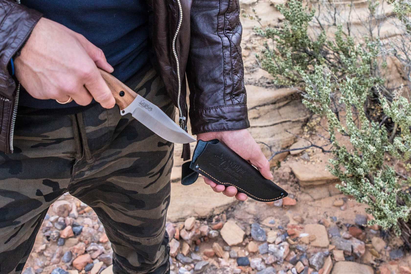 Туристический нож Caspian D2 StoneWash Граб - Kizlyar Supreme