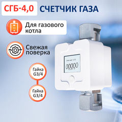 Счетчик газа СГБ-4,0 гайка-гайка, белый