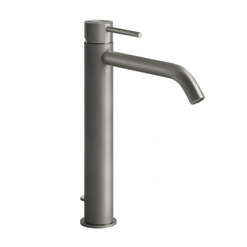 Gessi Flessa 54003#239 Смеситель для раковины на 1 отверстие, высокий h=305мм, с донным клапаном, излив 155мм, цвет: steel brushed