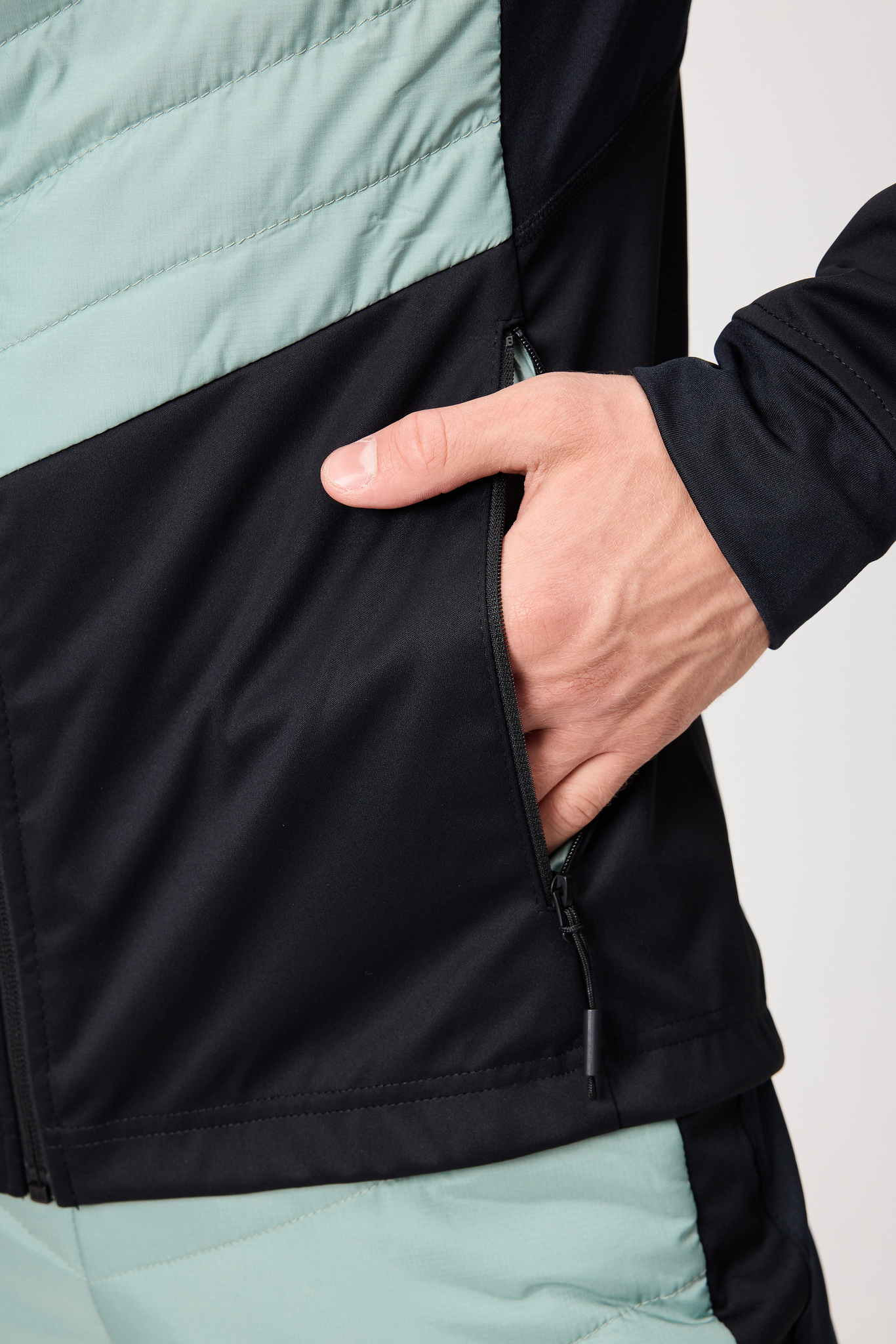Мужская куртка для лыж и бега зимой Nordski Hybrid Pro black-ice mint - 6