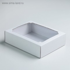 Коробка сборная без печати крышка-дно белая с окном 18 х 15 х 5 см
