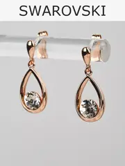 Серьги-капли Белла с белыми кристаллами Swarovski