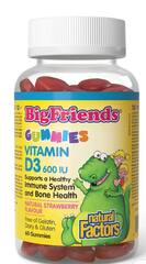 Natural Factors - Big Friends, Витамин D3 600IU (клубника) — 60 жевательных конфет