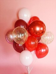 Красный набор с блёстками (18 шаров)