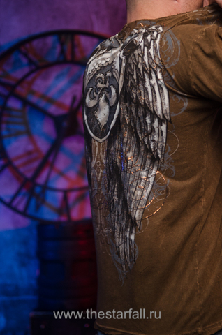 Affliction | Футболка мужская Eagle Shield Brown A594BR принт на спине