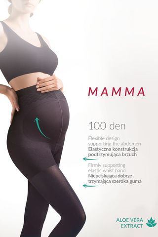 Черные колготки для беременных с экстрактом Алоэ Вера Mamma 100 den