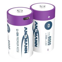 Аккумулятор D/Li-ion ANSMANN 1.5V 6000mAh/2шт