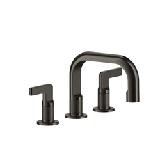 Gessi Inciso 58011#299 Смеситель для раковины на 3 отверстия с донным клапаном, излив 140мм, h=145мм Цвет: nero XL фото