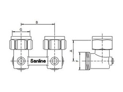 Узел нижнего подкл радиатора H-обр Угловой Плоскость G3/4-НР3/4" Sanline Арт.49103-G2