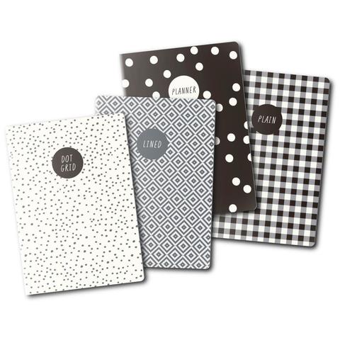 Набор блокнотов Carpe Diem A6 Notebooks-Monochrome, 10,5×15 см — 4 шт (по 24 листа)