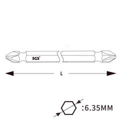 Бита двухсторонняя PZ2/PH2 65мм S2 1шт SGS 6365-PZ2PH2-M