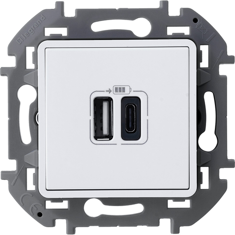 Зарядное устройство с двумя USB-разьемами A-C 240В/5В 3000мА - Legrand Inspiria - белый