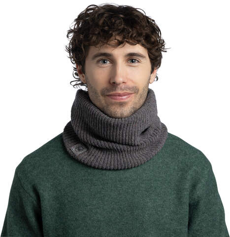 Картинка шарф-труба Buff Knitted Neckwarmer Upcycled Grey Heather - 3