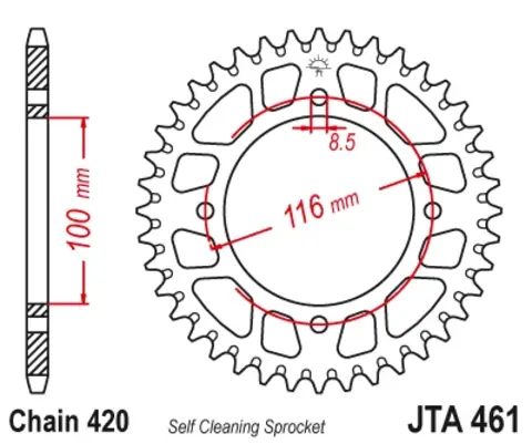 Звезда ведомая алюминиевая JTA461 49BLK