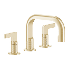Gessi Inciso 58012#246 Смеситель для раковины на 3 отверстия без донного клапана, излив 140мм, h=145мм Цвет: золото фото