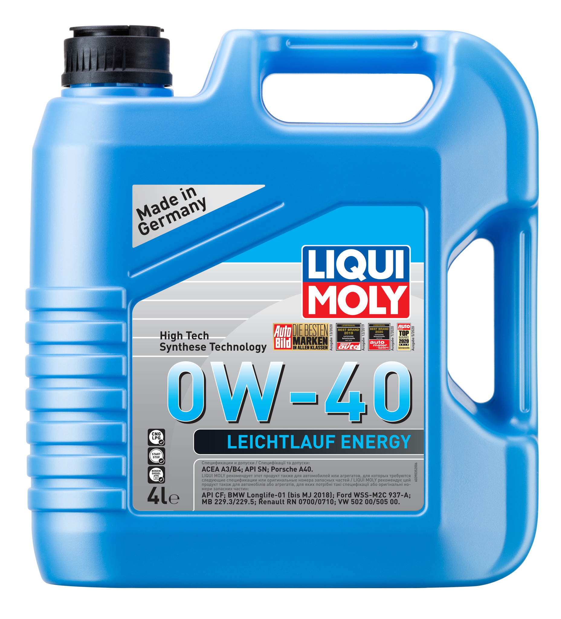 Моторное масло Liqui Moly Leiсhtlauf Energy 0W40 hc-синтетическое 4л