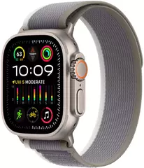 Apple Watch Ultra 2, 49 мм, корпус из титана, ремешок Trail цвета «зелёный/серый»