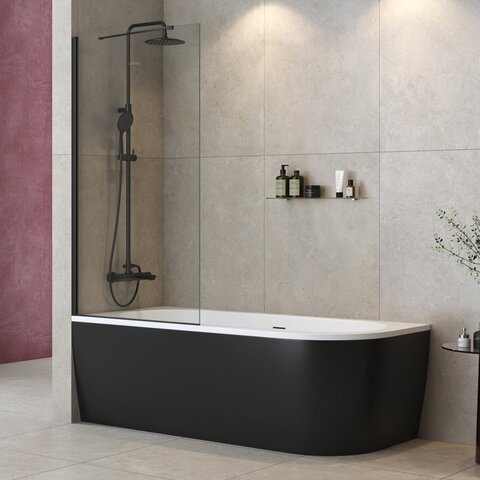 Cezares LIBERTA-V-1-TB-90/155-C-NERO Шторка на ванну, цвет: чёрный