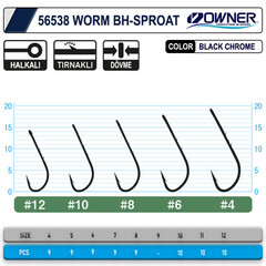 56538 № 4 Крючки OWNER WORM BH-SPROAT / продажа от 5 уп.