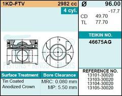 Поршень двигателя TEIKIN 46675AG STD (4шт/упак)