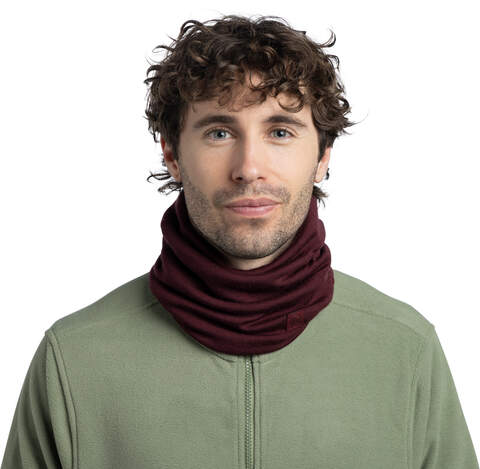 Картинка шарф-труба Buff Wool heavyweight Solid Garnet - 3