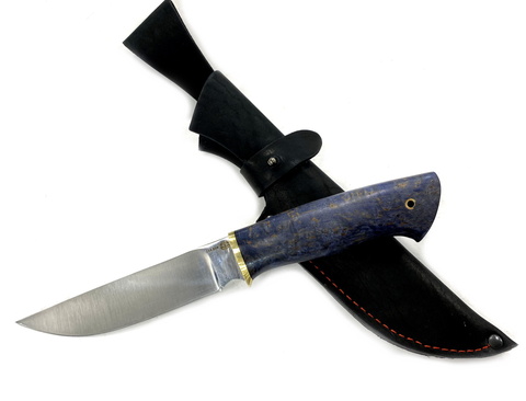 Нож Сибиряк, сталь 110х18, карельская береза, синяя