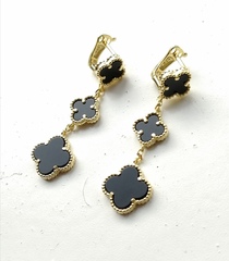 Серьги Trendy-mini из серебра в лимонной позолоте с агатом- 3 мотива