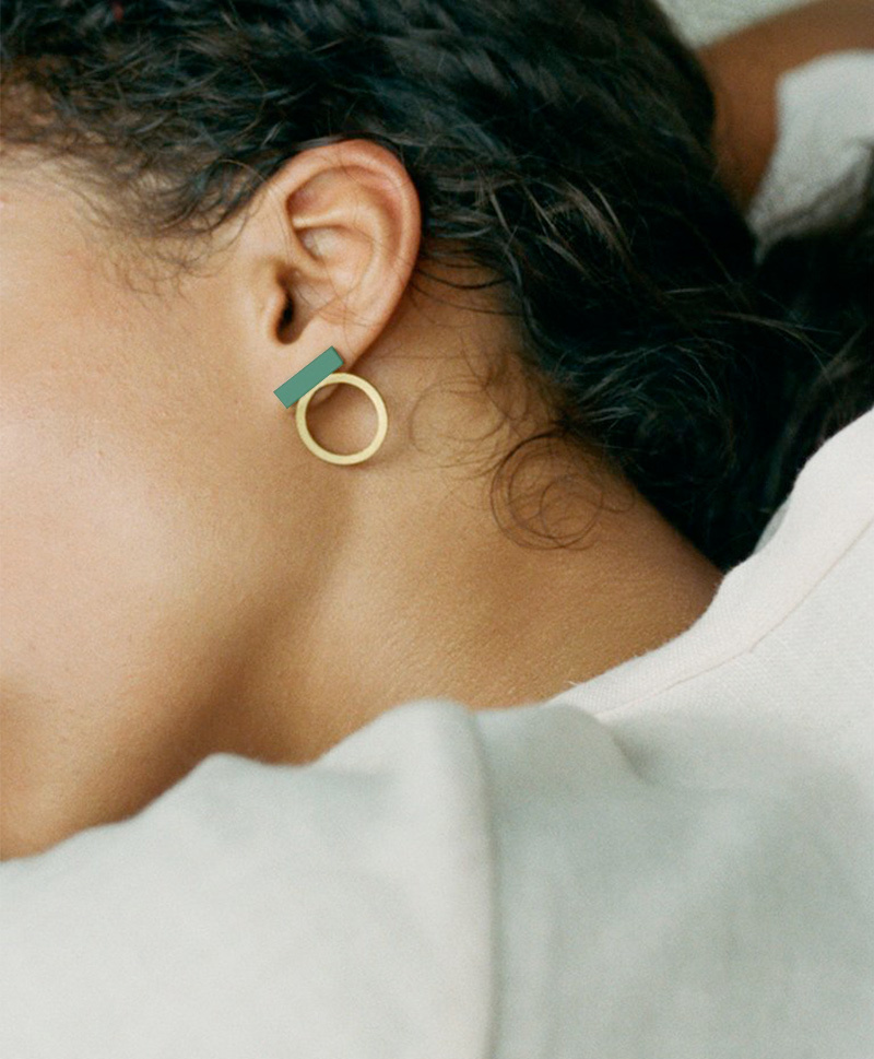 Серьги Loop Studs Green