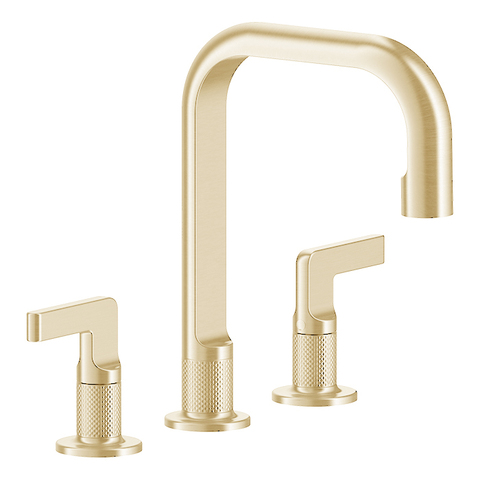 Gessi Inciso 58013#246 Смеситель для раковины на 3 отверстия с донным клапаном, излив 160мм, h=240мм, цвет: золото