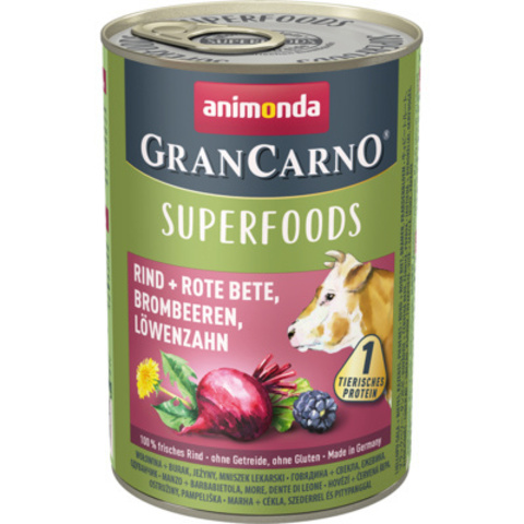 Animonda Gran Carno Superfoods консервы говядина и свекла,ежевика,одуванчик для взр собак 400 г