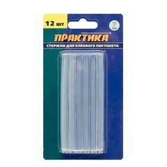 Клей для клеевого пистолета ПРАКТИКА белый, прозрачный,  7 х 100 мм, 12шт / (641-572)