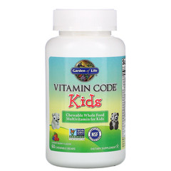 Garden of Life, Vitamin Code, для детей, жевательные цельнопищевые мультивитамины для детей, вишня, 60 жевательных мишек