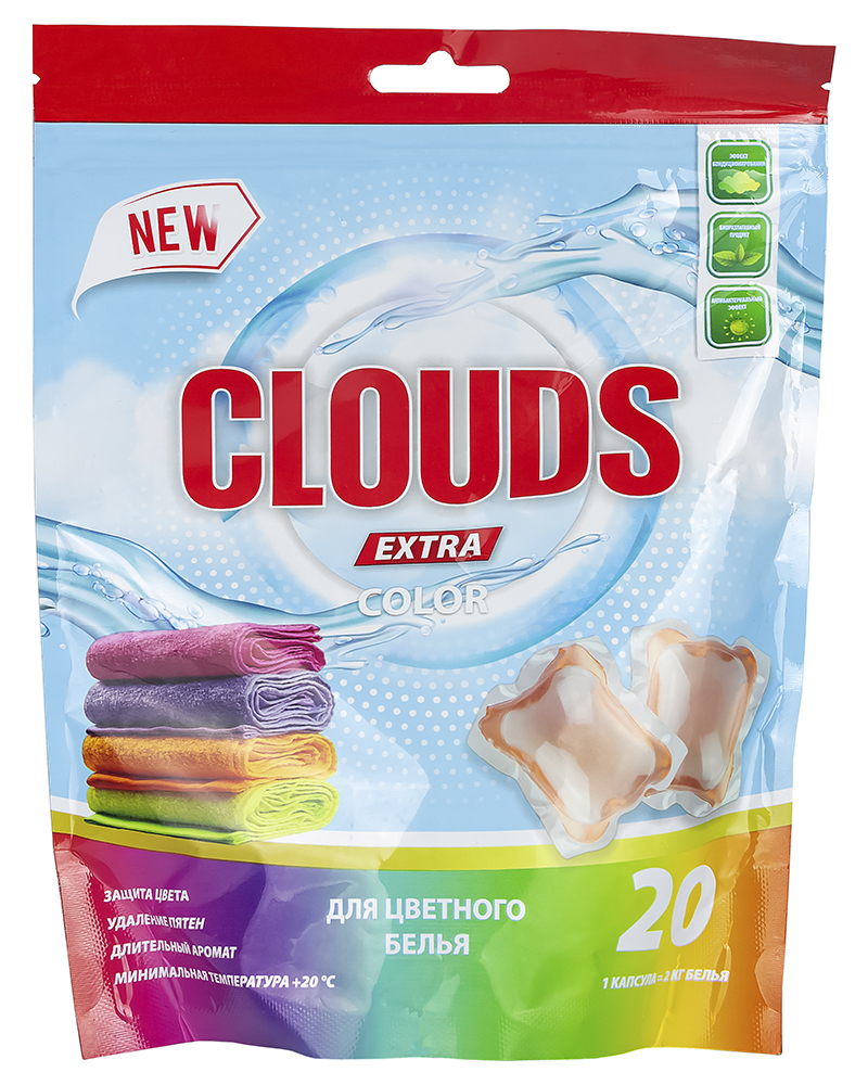 CLOUDS Color Капсулы для стирки цветного белья Роза (8 г х 20) 160 гр