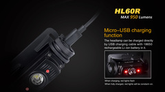 Фонарь налобный Fenix HL60R 950lm аккумуляторный (черный)